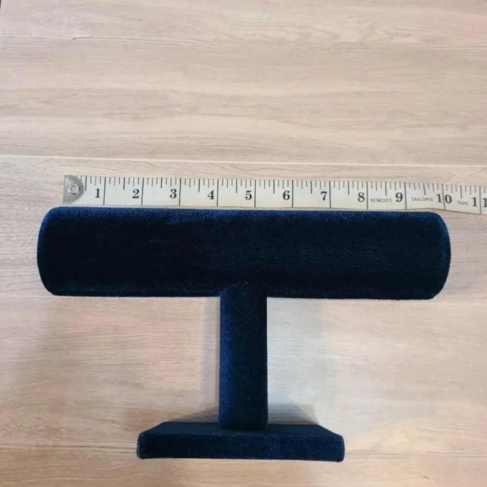 Teal Blue Velvet T-Bar Jewelry Display Stand Bracelet Watch Holder Organizer